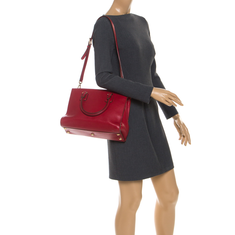

Dolce & Gabbana Red Leather Frame Tote