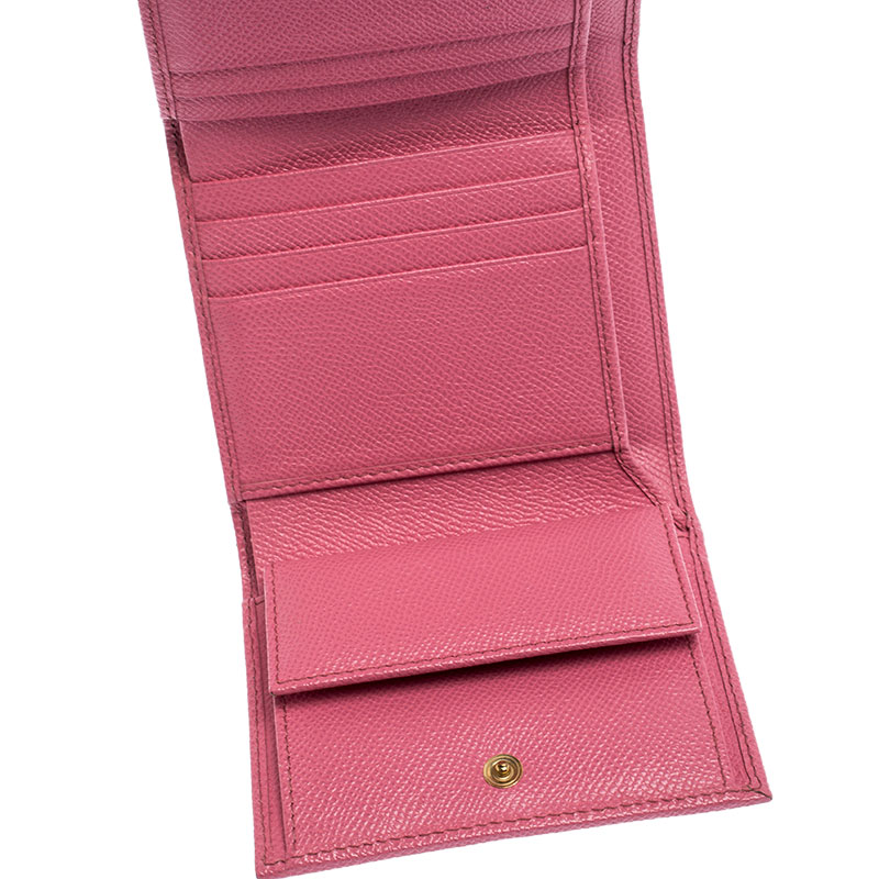 

Dolce & Gabbana Pink Leather Trifold Wallet