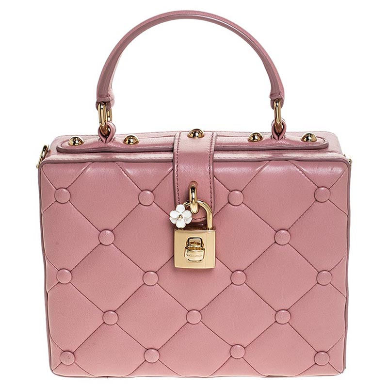 Pre-owned Dolce & Gabbana Pink Quilted Leather Box Top Handle Bag