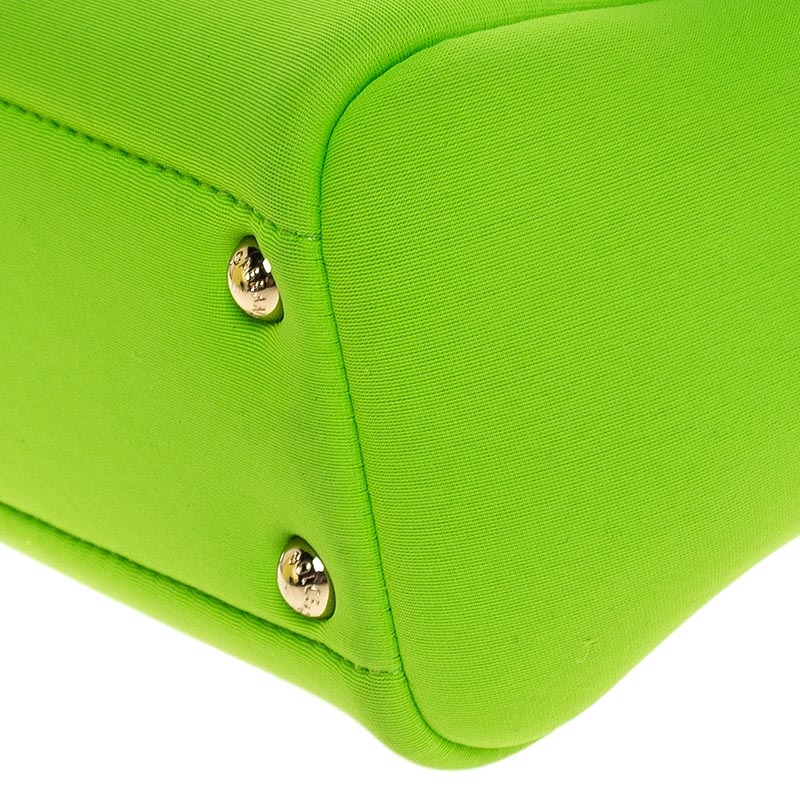 Dolce & Gabbana Neon Green Neoprene and Leather Small Miss Sicily
