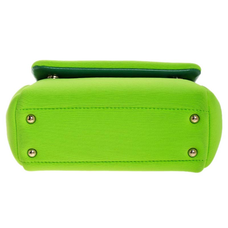 Dolce & Gabbana Neon Green Neoprene and Leather Small Miss Sicily