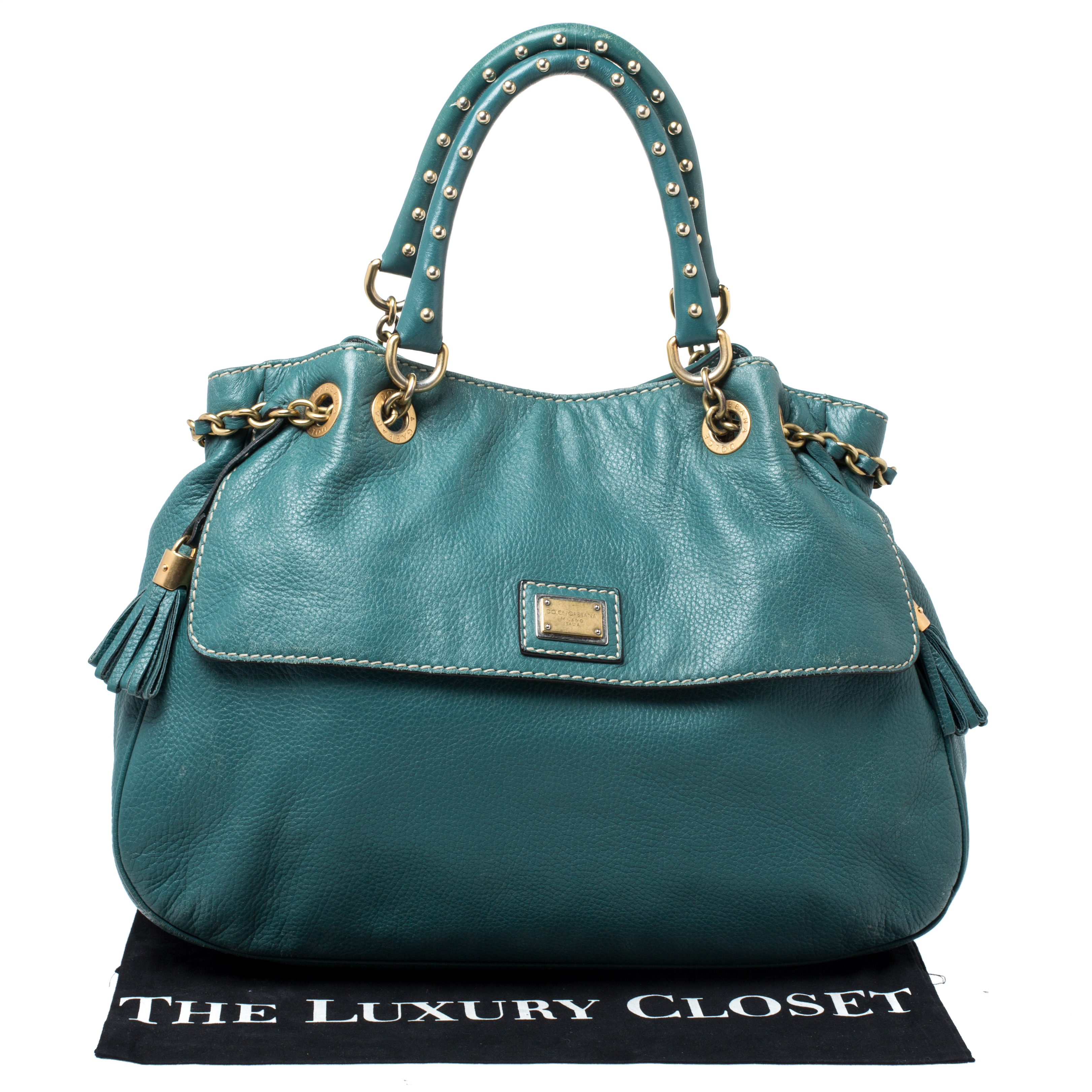 Pre-owned Dolce & Gabbana Green Leather Miss Charlotte Satchel