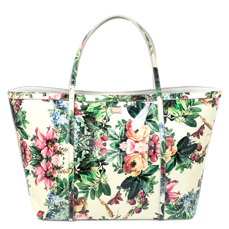 Dolce and Gabbana Multicolor Floral Print Patent Leather Miss Escape ...