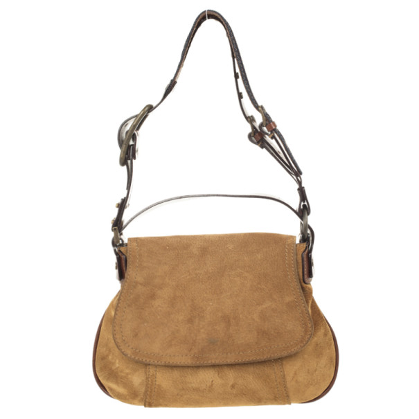 Dolce & Gabbana Camel Suede Shoulder Bag 