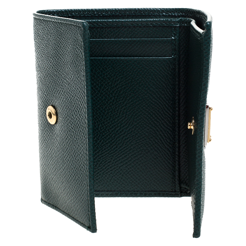 

Dolce and Gabbana Green Leather French Trifold Wallet