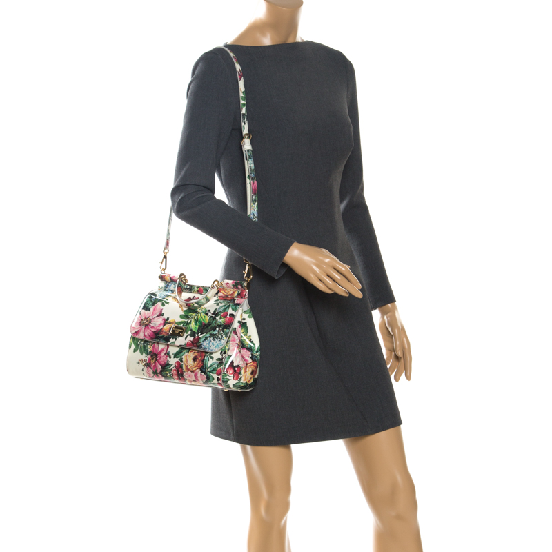 

Dolce & Gabbana Multicolor Floral Print Patent Leather  Miss Sicily Top Handle Bag