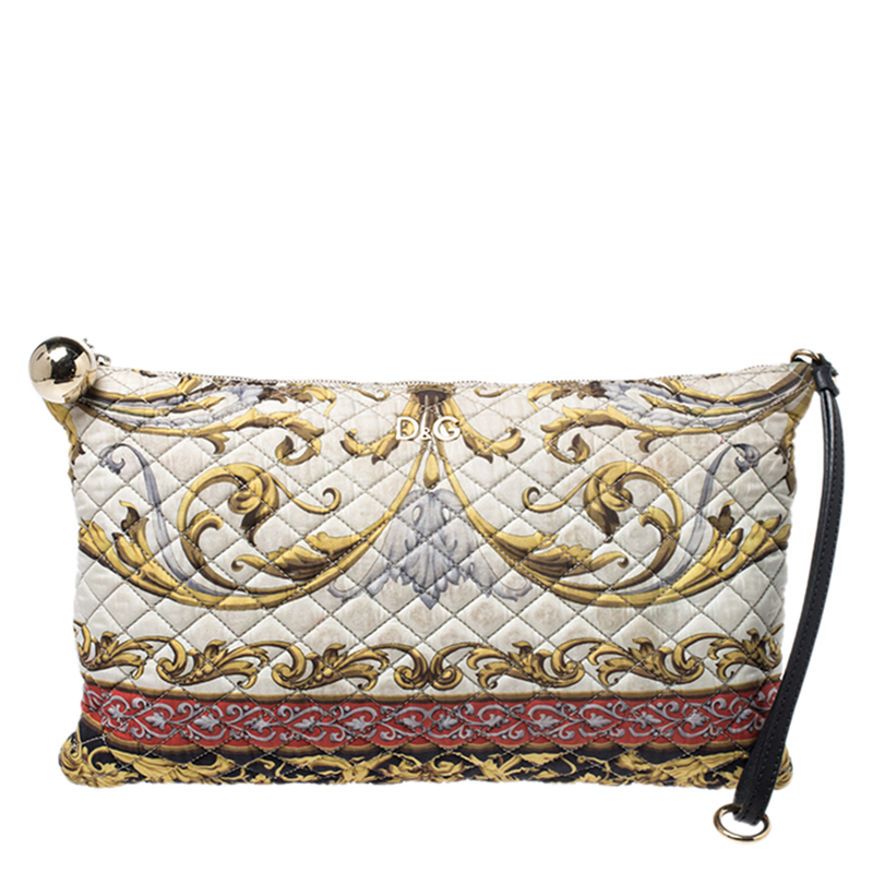 Pre-owned Dolce & Gabbana Multicolor Quilted Satin Pouch