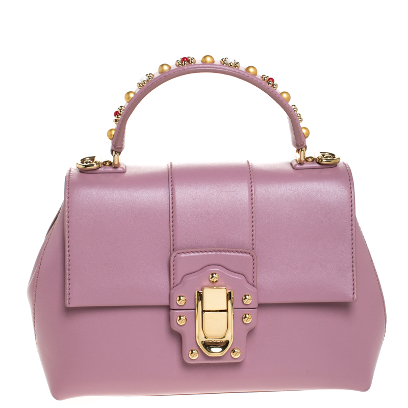 Pre-owned Dolce & Gabbana Pink Leather Small Lucia Top Handle Bag