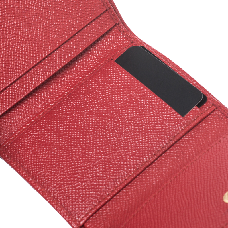 

Dolce & Gabbana Red Lizard Embossed Leather Trifold Wallet