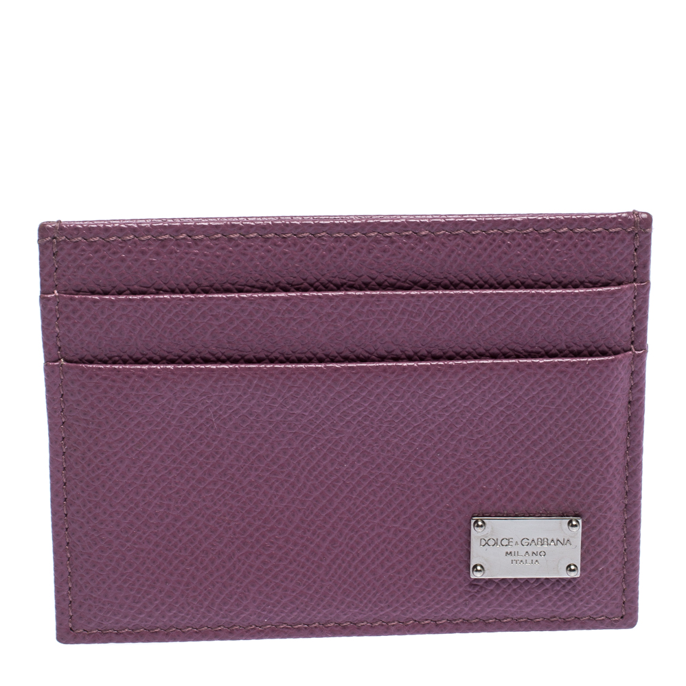 مملوكة مسبقًا محفظة بطاقات دولتش آند غابانا جلد بنفسجي