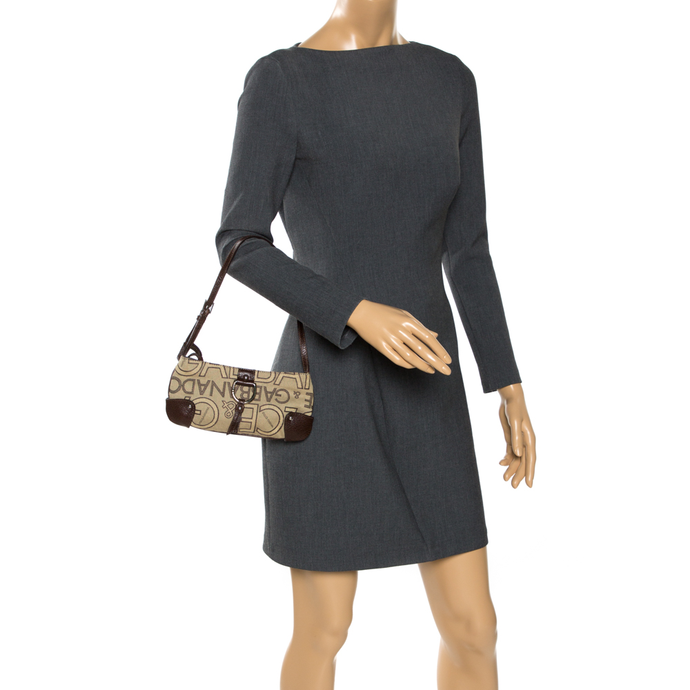 

Dolce & Gabbana Beige/Brown Canvas and Leather Pochette Bag