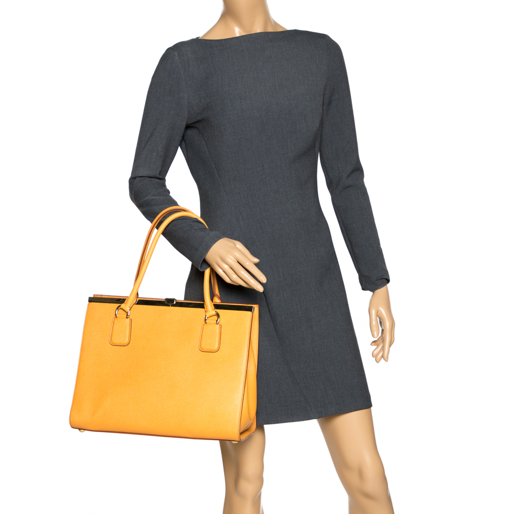 

Dolce & Gabbana Orange Dauphine Leather Frame Tote
