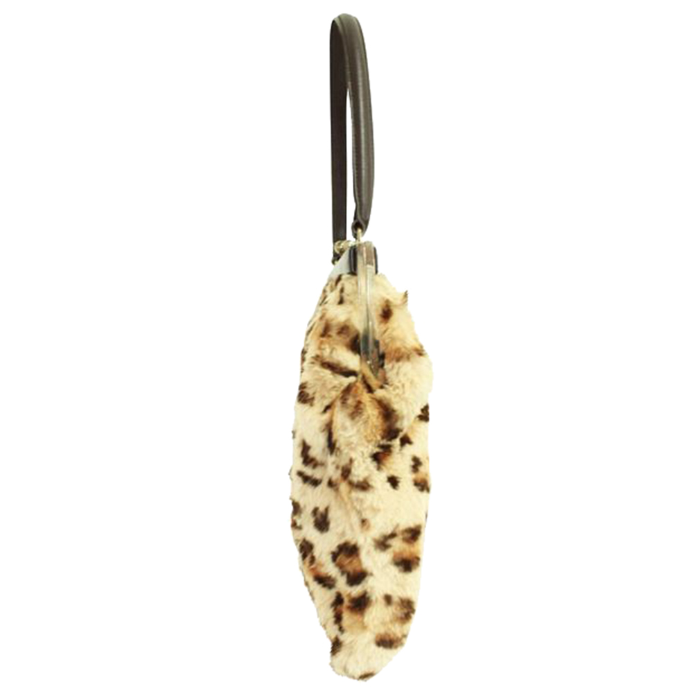 

Dolce & Gabbana Animal Print Rabbit Fur Bag, Beige