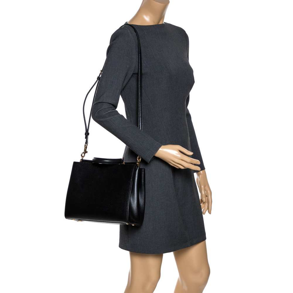 

Dolce & Gabbana Black Leather Miss Sicily Top Handle Bag