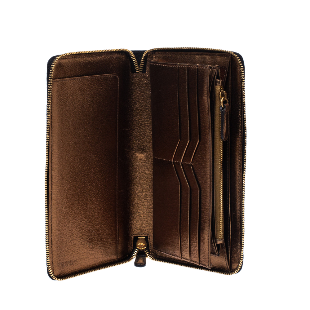 

Dolce & Gabbana Black Leather Zip Around Organizer Wallet