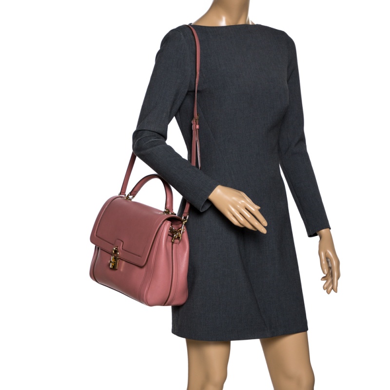 

Dolce & Gabbana Old Rose Pink Leather Miss Dolce Top Handle Bag