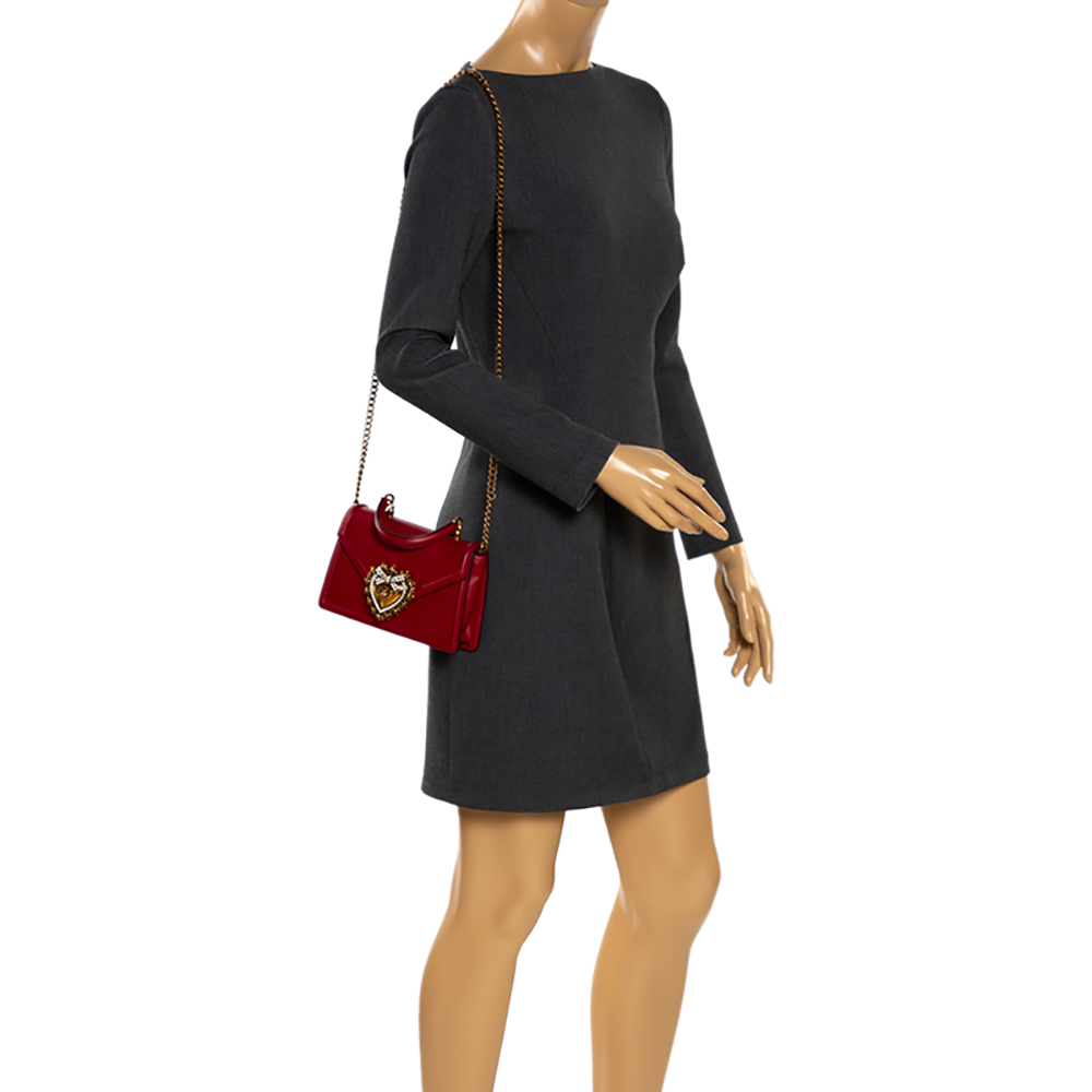 

Dolce & Gabbana Black Leather Small Devotion Top Handle Bag
