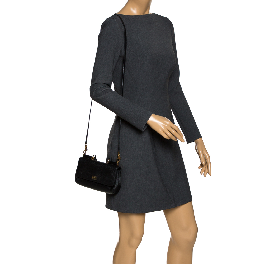 

Dolce & Gabbana Black Leather Miss Sicily Crossbody Bag