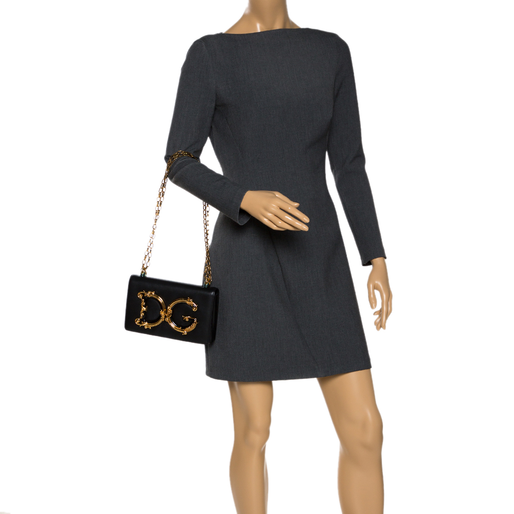 

Dolce & Gabbana Black Leather DG Girls Shoulder Bag