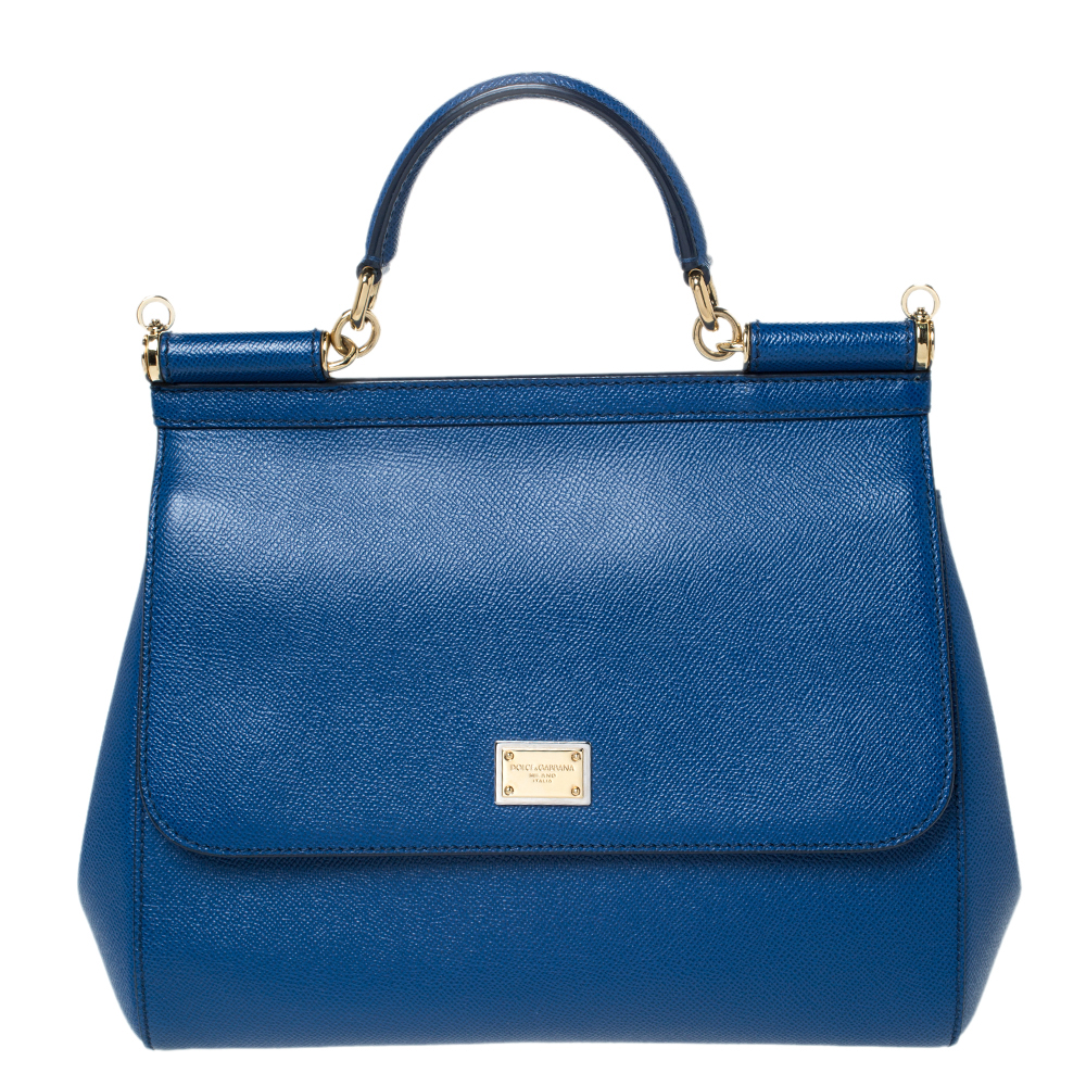 Dolce and Gabbana Blue Leather Miss Sicily Top Handle Bag Dolce & Gabbana |  TLC