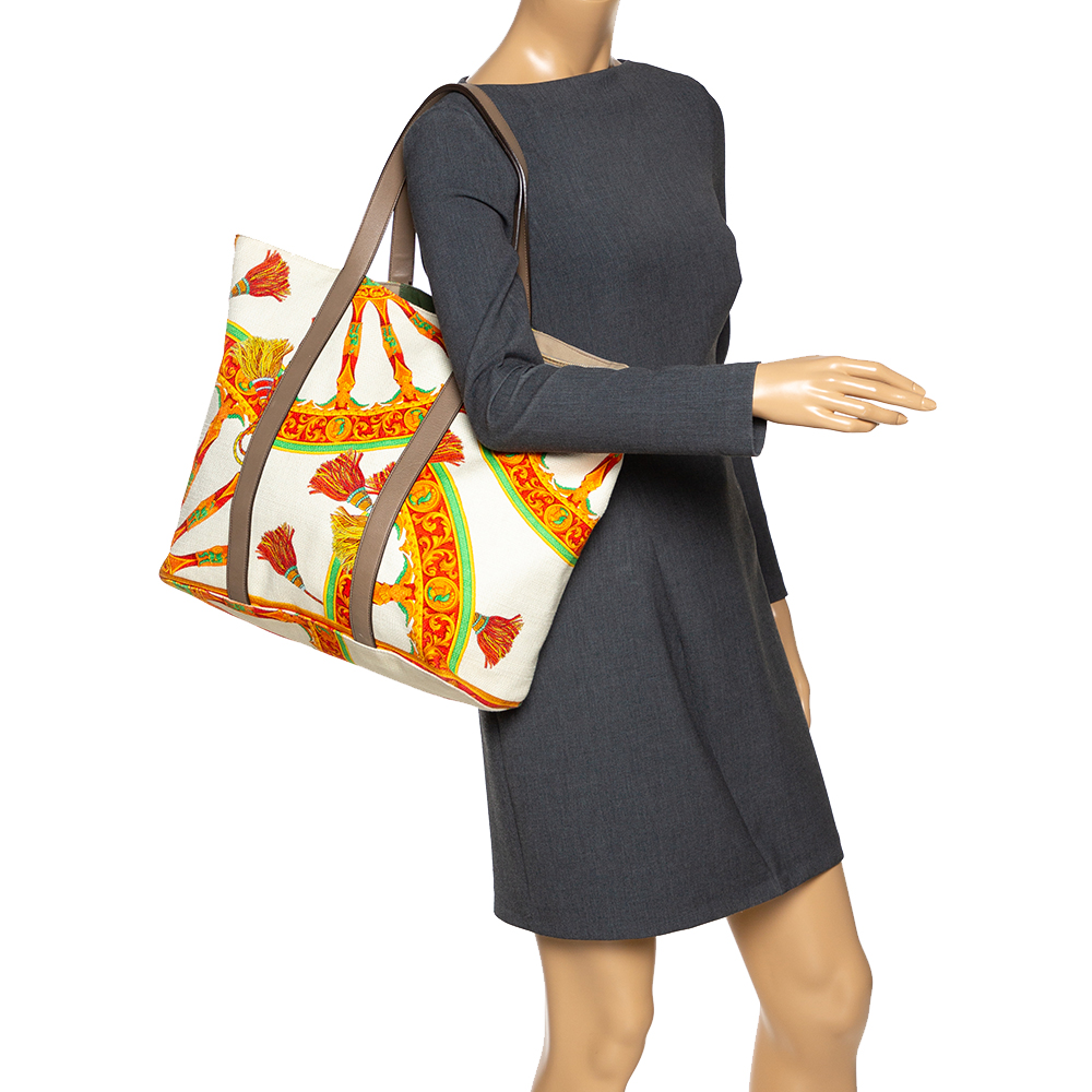 

Dolce & Gabbana Multicolor Printed Canvas and Leather Tote