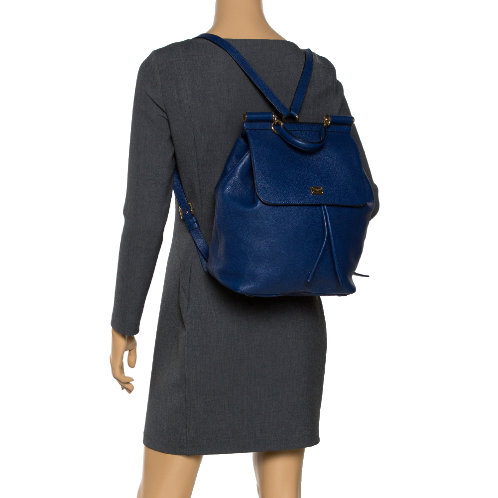 

Dolce & Gabbana Blue Leather Miss Sicily Backpack