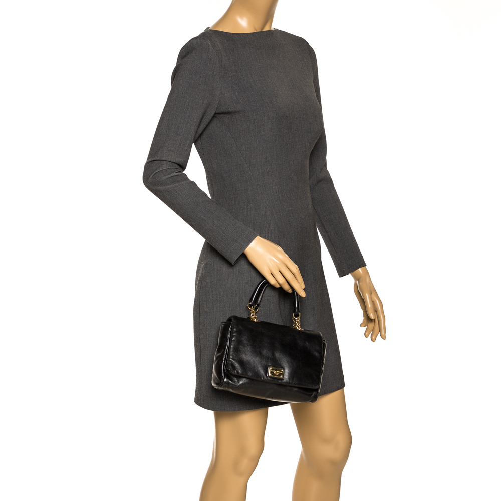 

Dolce & Gabbana Black Soft Leather Double Handle Satchel