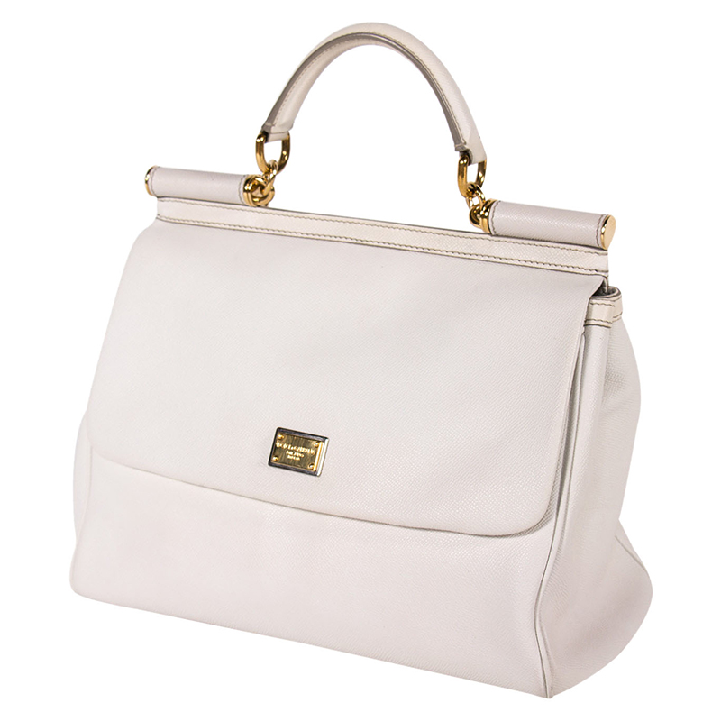 

Dolce & Gabbana White Leather Medium Miss Sicily Tote