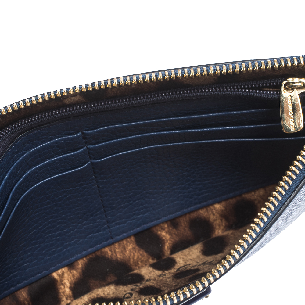 

Dolce & Gabbana Blue Leather Wristlet Clutch