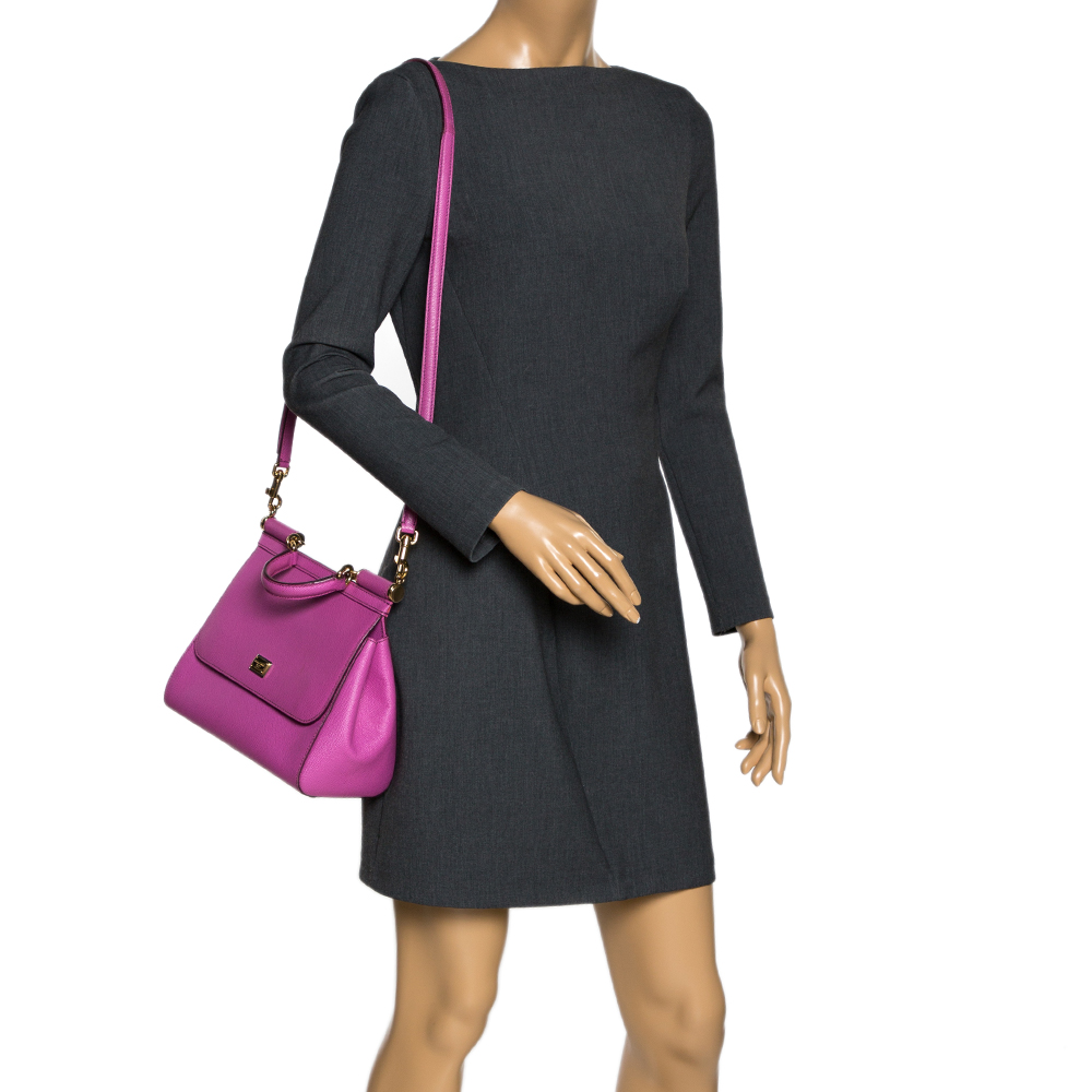 

Dolce & Gabbana Pink Leather Medium Miss Sicily Top Handle Bag