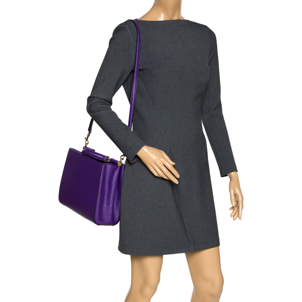 

Dolce & Gabbana Purple Leather Miss Sicily Top Handle Bag