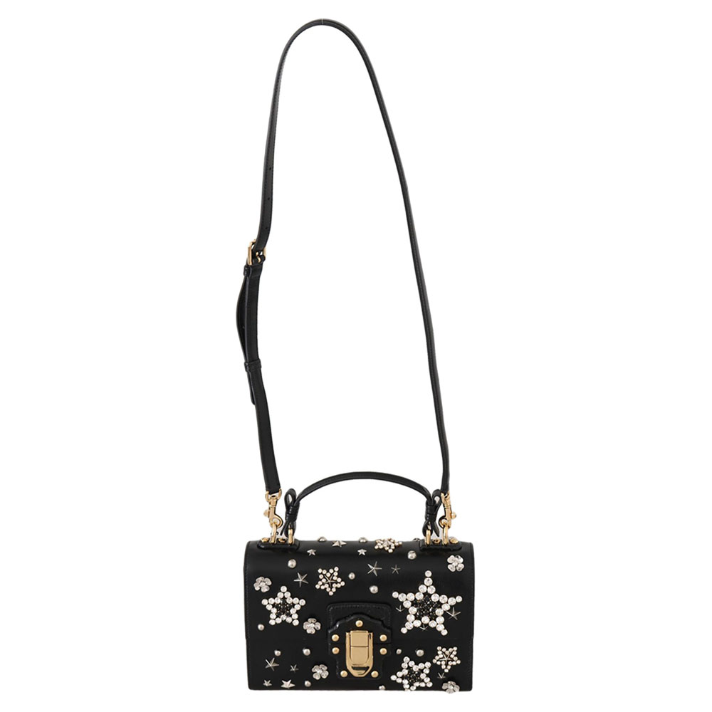 

Dolce & Gabbana Black Star Crystal Leather Lucia Shoulder Bag