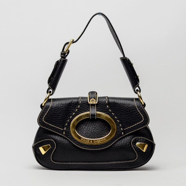 Pre Owned Dolce and Gabbana Black Leather Miss Really Hot Shoulder Bag 