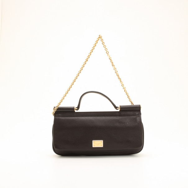 مملوكة مسبقًا Dolce and Gabbana Black Leather Mini Miss Sicily Bag