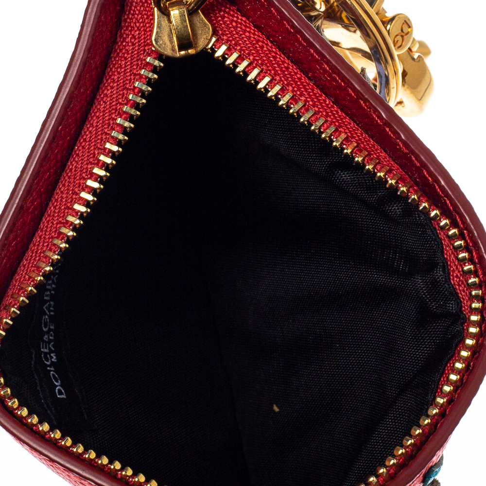 

Dolce & Gabbana Metallic Red Leather Boom Patch Coin Purse