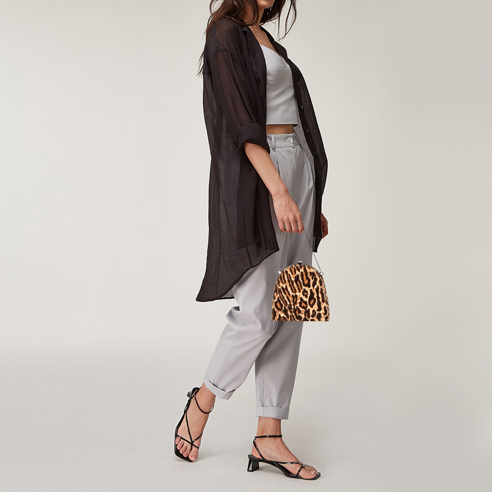 

Dolce & Gabbana Brown Leopard Print Velvet Clutch