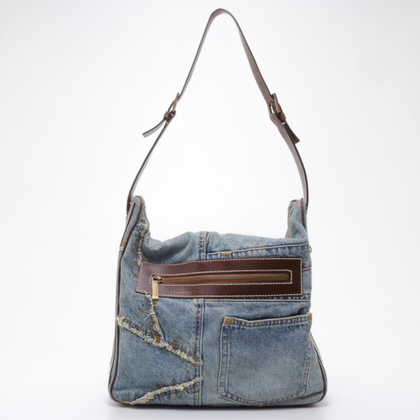 Pre Owned Dolce and Gabbana Distressed Denim Hobo