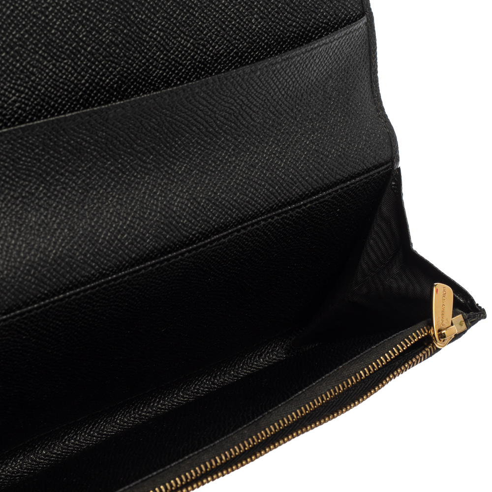 

Dolce & Gabbana Black Dauphine Leather Continental Wallet