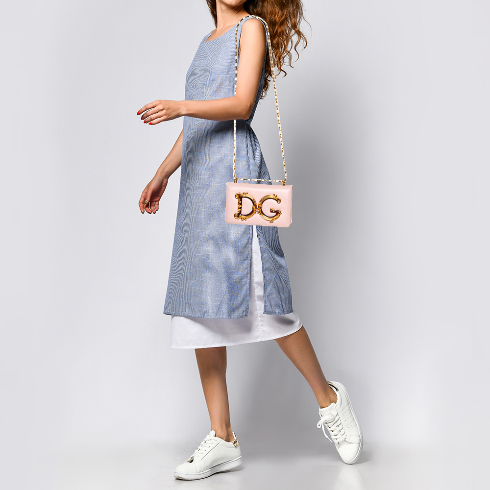 

Dolce & Gabbana Pink Leather DG Girls Shoulder Bag