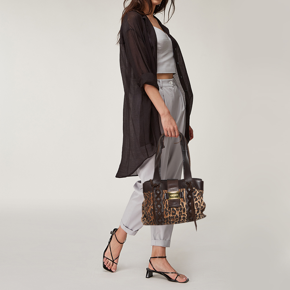 

Dolce & Gabbana Beige/Brown Leopard Print Canvas And Leather Tote