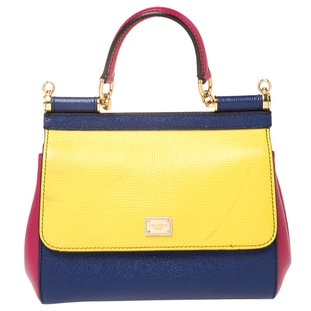 Pre-owned Dolce & Gabbana Dolce And Gabbana Multicolor Leather Small Miss Sicily Top Handle Bag
