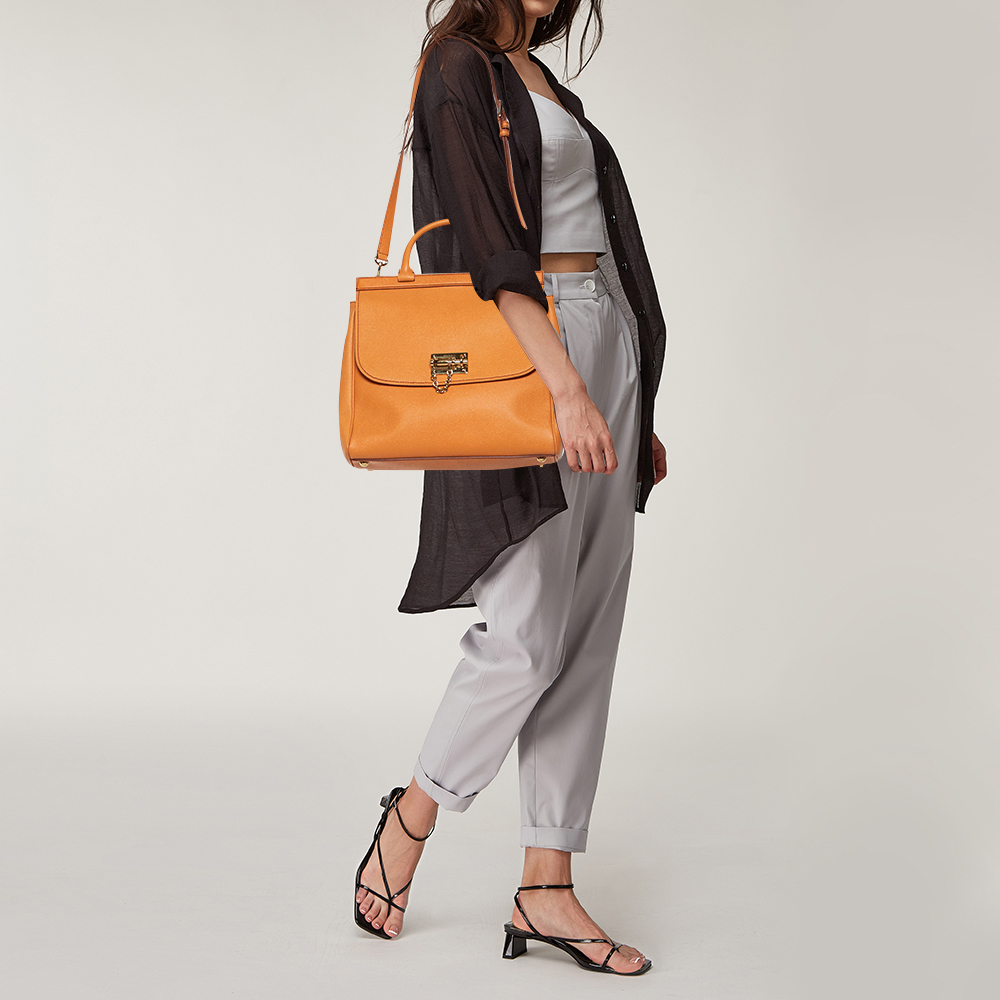 

Dolce & Gabbana Orange Leather Miss Monica Top Handle Bag