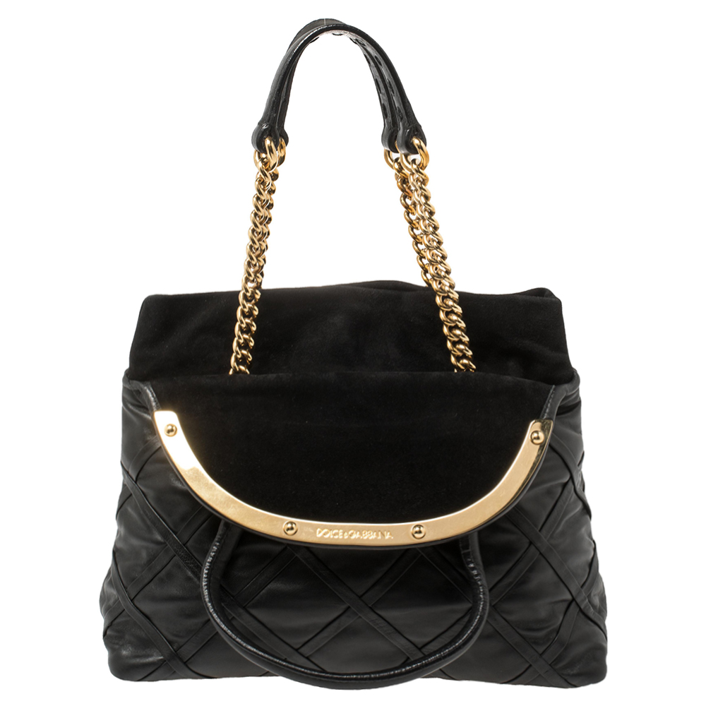 

Dolce & Gabbana Black Leather Miss Camp Satchel