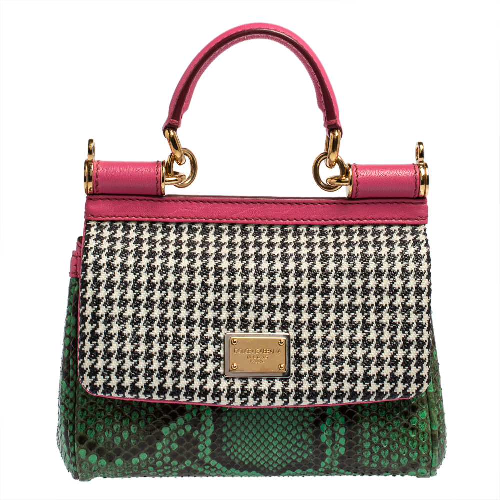 Dolce & Gabbana Mini Miss Sicily python-trimmed brocade bag