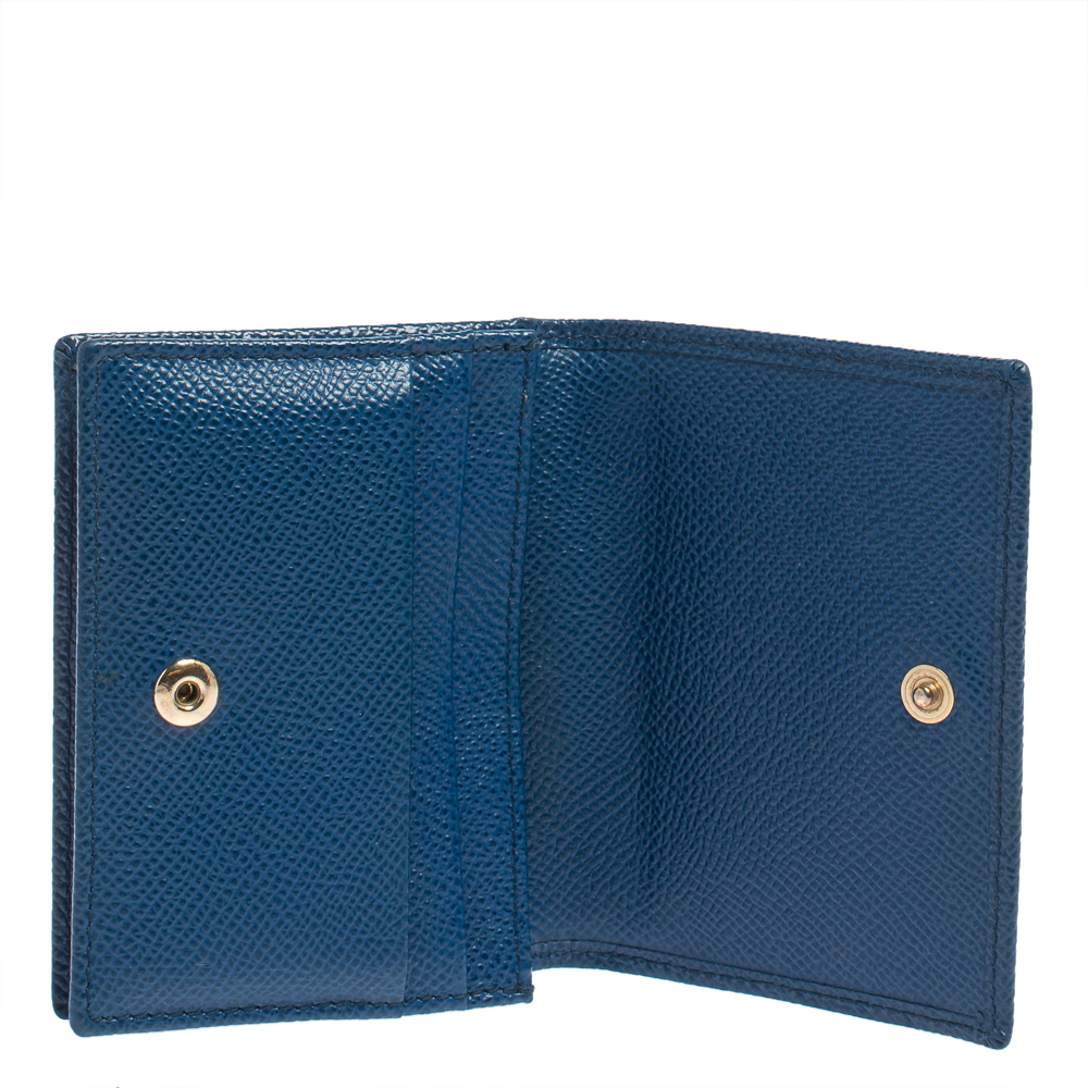 

Dolce & Gabbana Blue Leather Flap Card Holder