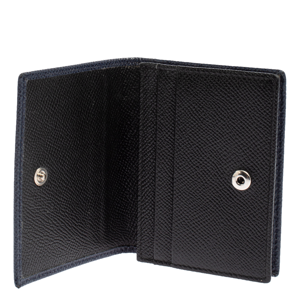 

Dolce & Gabbana Navy Blue Leather Logo Flap Card Case