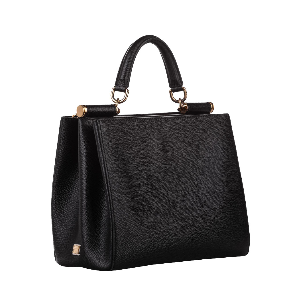 

Dolce & Gabbana Black Leather Miss Sicily Top Handle Bag