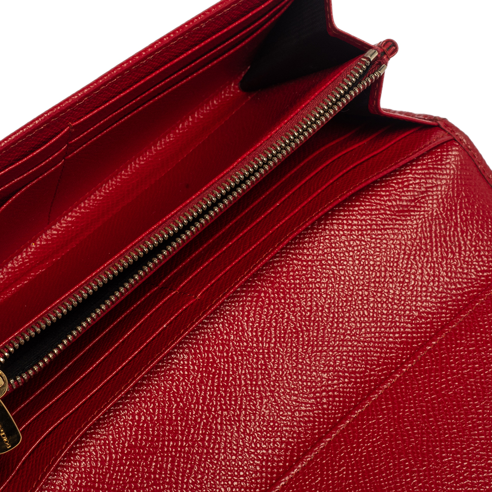 

Dolce & Gabbana Red Dauphine Leather Continental Wallet