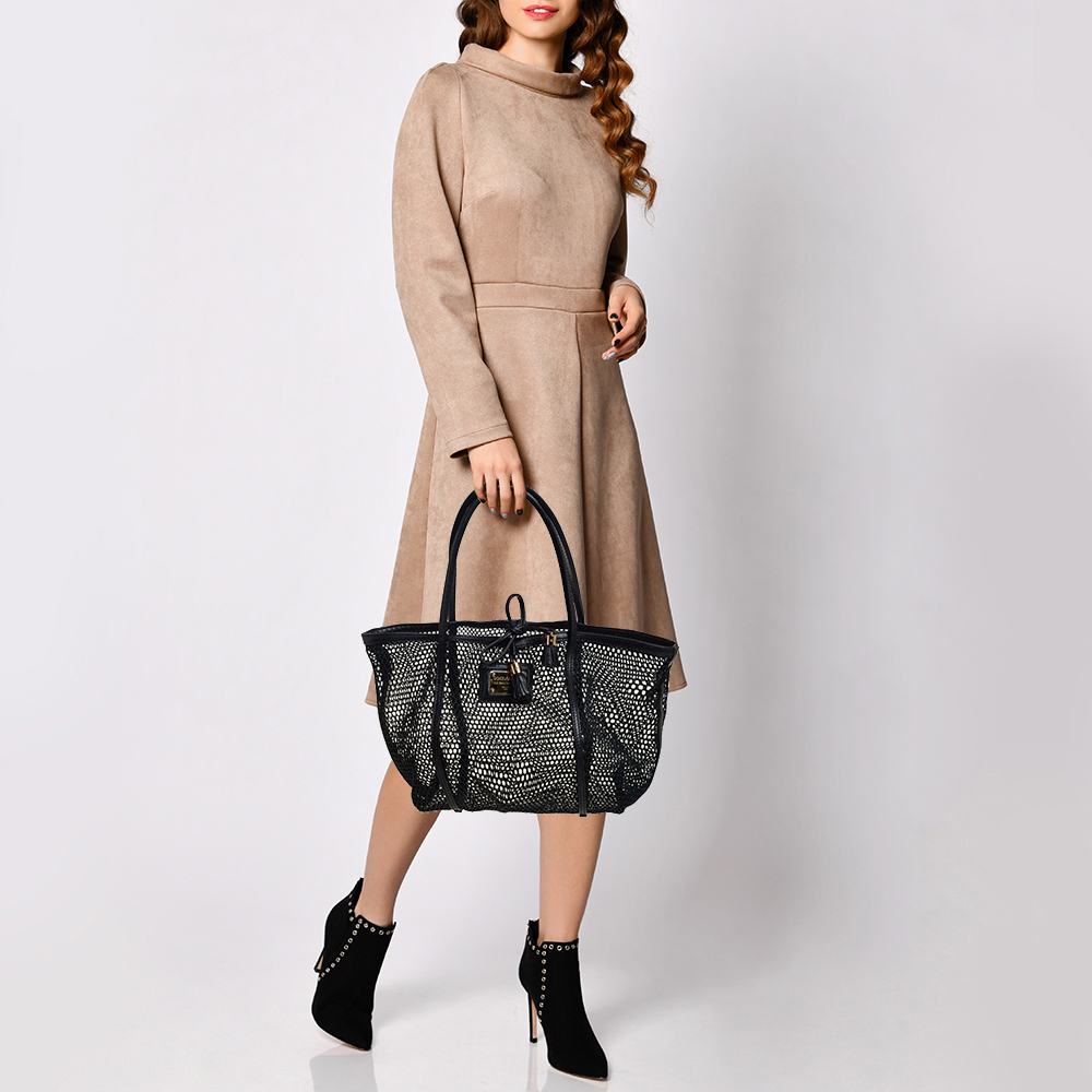 

Dolce & Gabbana Black PVC Mesh and Leather Open Tote