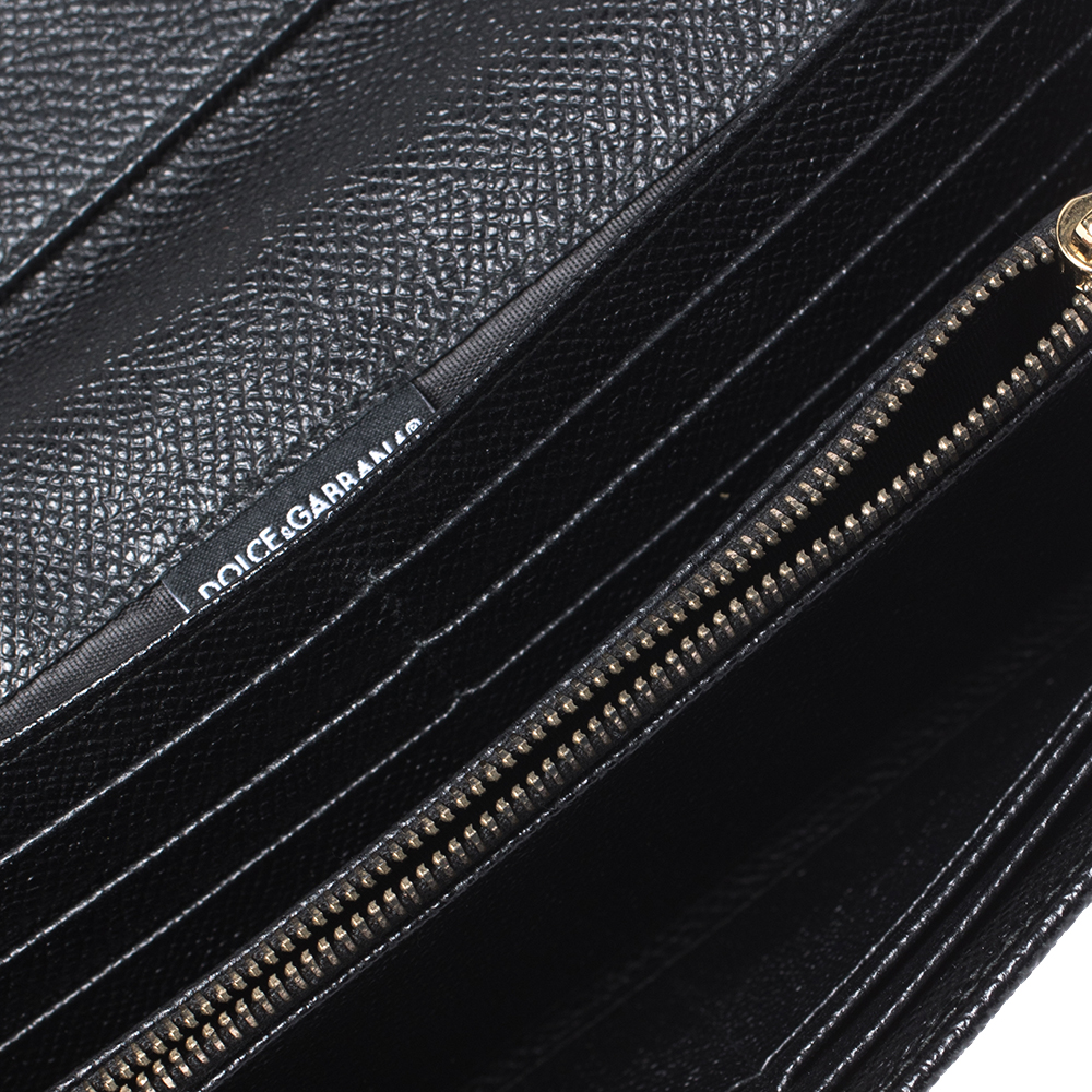 

Dolce & Gabbana Black Leather Dauphine Continental Wallet